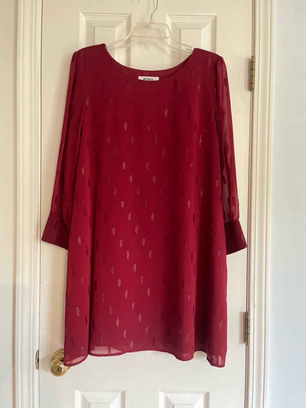 BB Dakota Wine Red Sheer-Sleeve Tunic